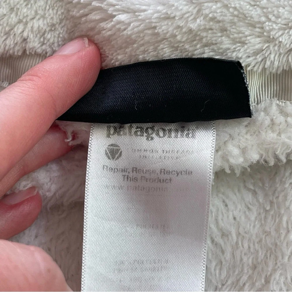 Patagonia Full-Zip Re-Tool Fleece Jacket soft fur pockets cowl neck cream size S - Picture 9 of 11